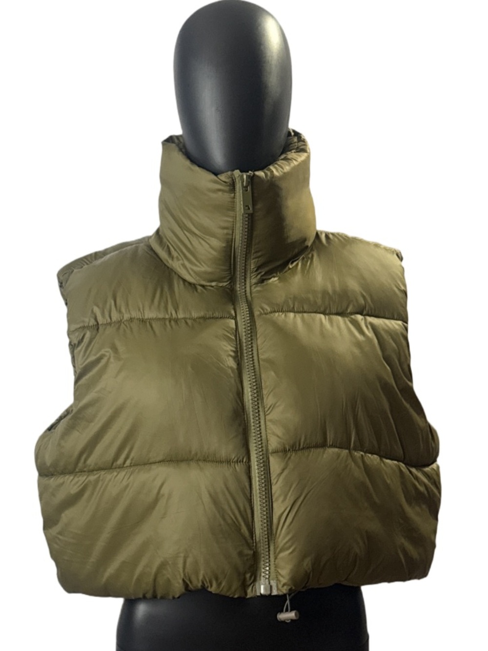 NWT XL NY THREADS Olive Green Puffer Vest Jacket - Women